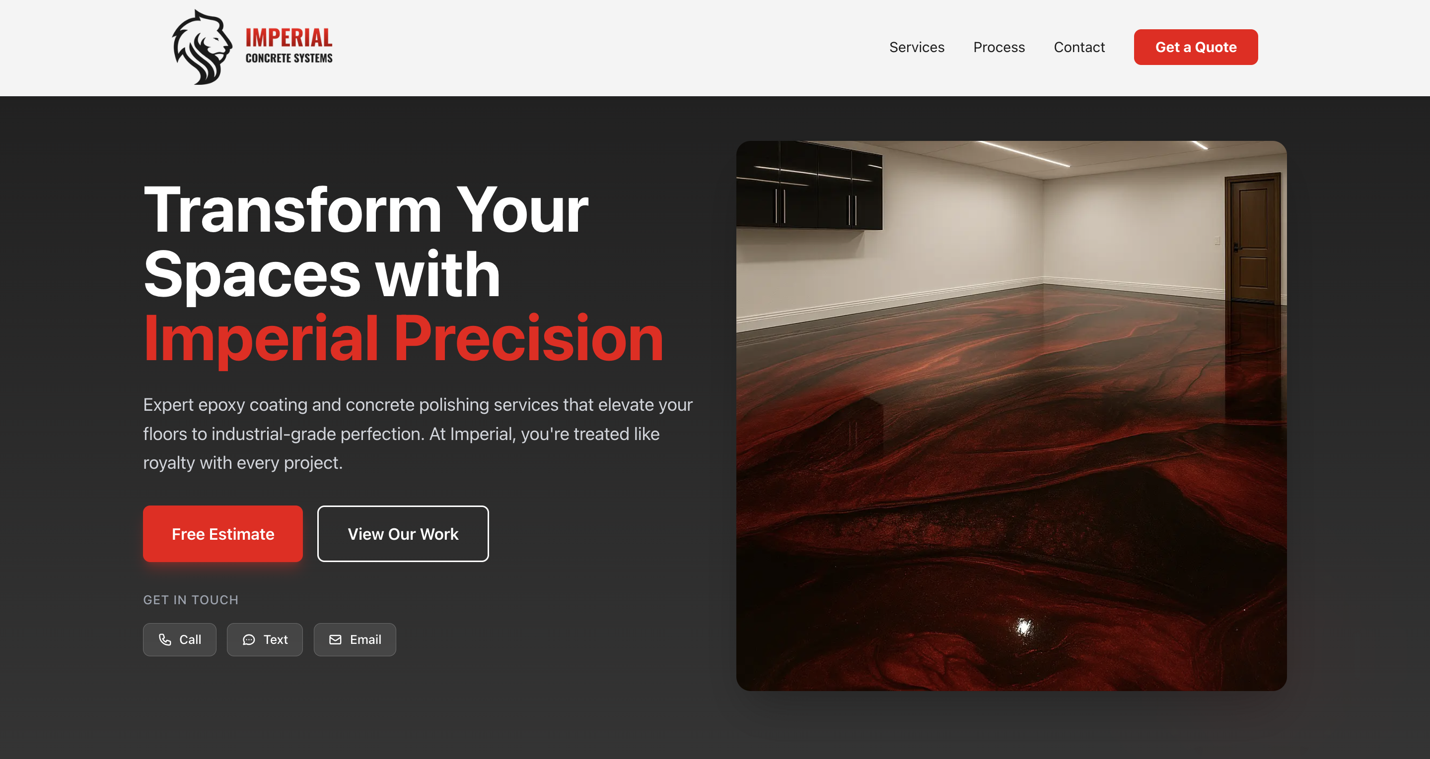 Imperial Concrete Systems Website Screenshot